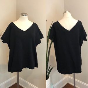 August Silk black sexy v-neck t-shirt low back